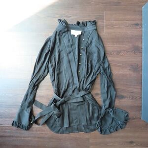 Elizabeth McKay Black Ruffled Blouse